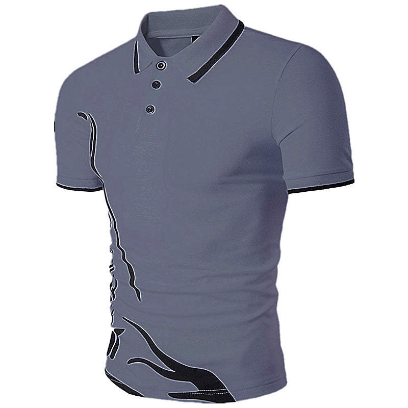 Men's Printed Lapel Polo Shirt Short Sleeves - sumet.shop