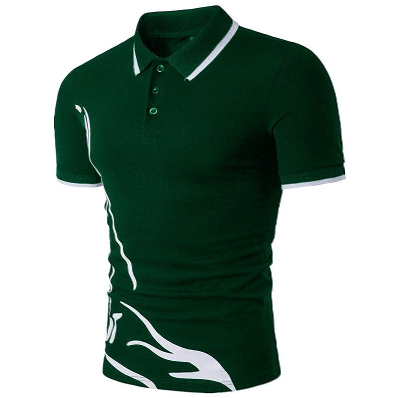 Men's Printed Lapel Polo Shirt Short Sleeves - sumet.shop