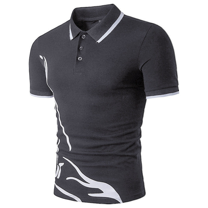 Men's Printed Lapel Polo Shirt Short Sleeves - sumet.shop
