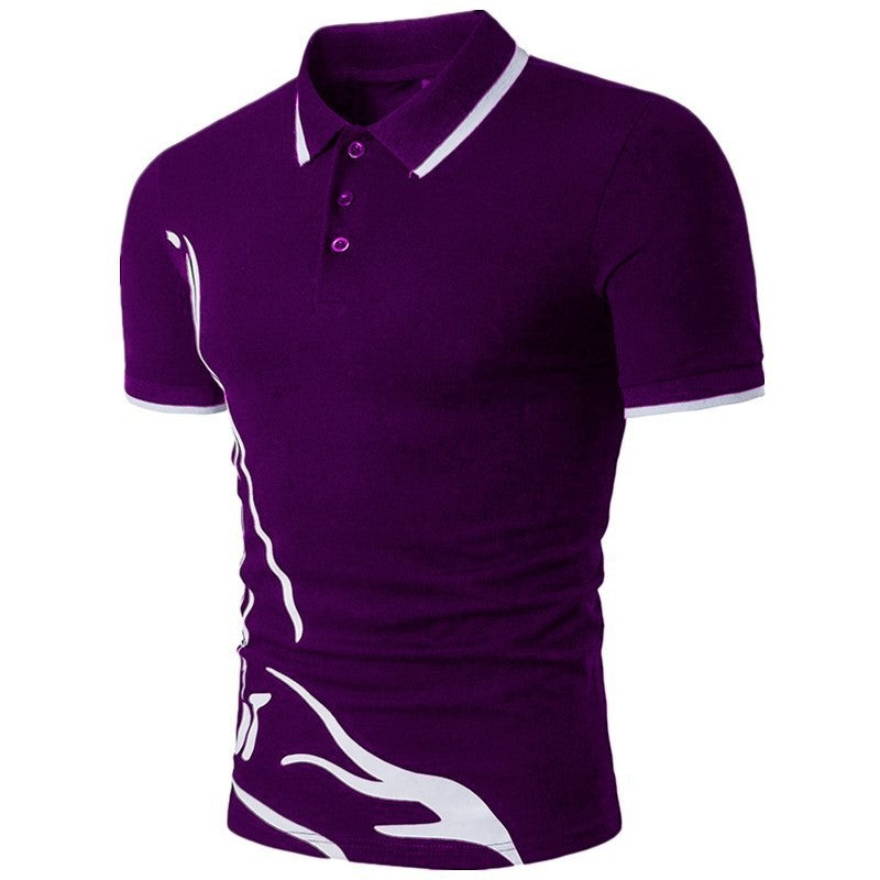 Men's Printed Lapel Polo Shirt Short Sleeves - sumet.shop