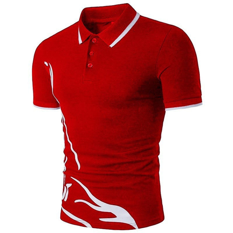 Men's Printed Lapel Polo Shirt Short Sleeves - sumet.shop