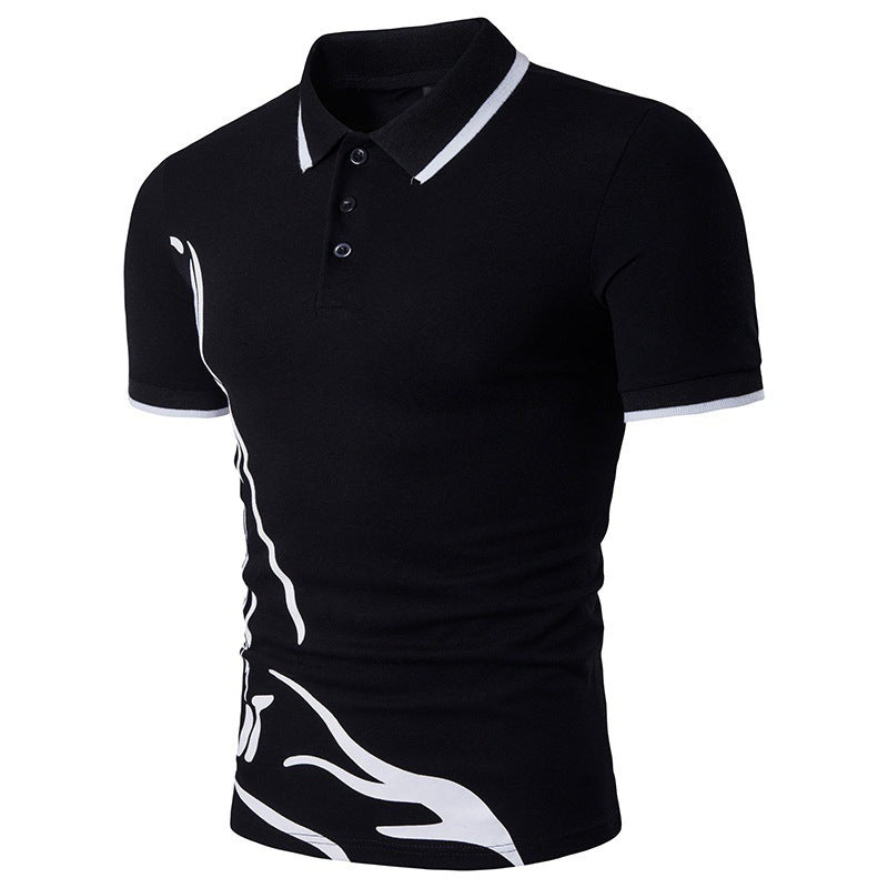 Men's Printed Lapel Polo Shirt Short Sleeves - sumet.shop