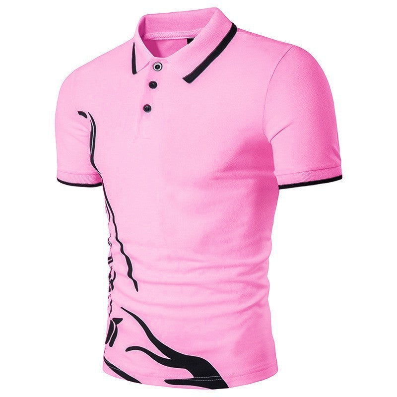 Men's Printed Lapel Polo Shirt Short Sleeves - sumet.shop