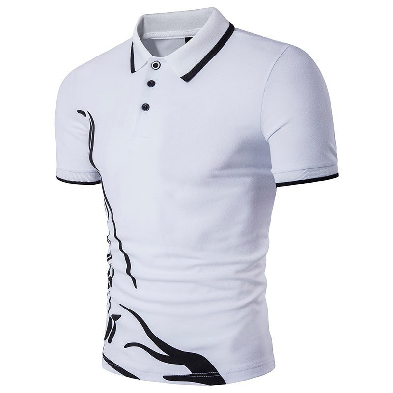 Men's Printed Lapel Polo Shirt Short Sleeves - sumet.shop