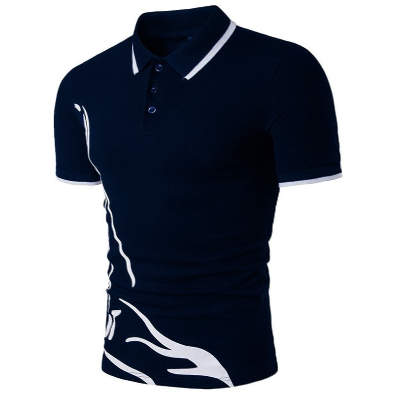 Men's Printed Lapel Polo Shirt Short Sleeves - sumet.shop
