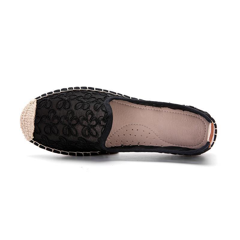 Flat-bottomed Leisure Pedal shoes Linen Grass Edge Lace Fisherman Shoes Women's Flat-bottomed Leisure Pedal