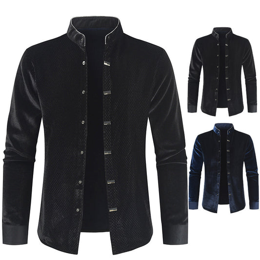 Men's Long Sleeve Pleuche Fashionable Warm Shirt - sumet.shop