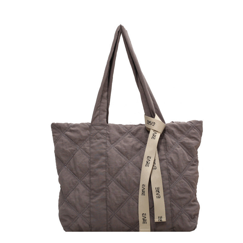 Personalized Handbags Winter Tote Bag For Women 2023 Sewing Rhombus Shoulder Bag High Capacity Commuting Shopping Bag Personalized Handbags