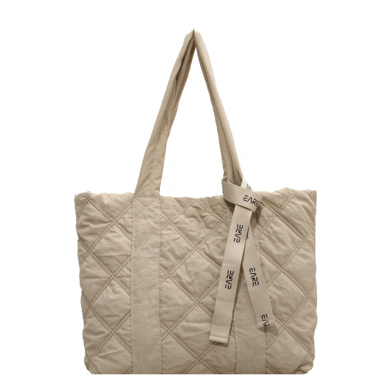Personalized Handbags Winter Tote Bag For Women 2023 Sewing Rhombus Shoulder Bag High Capacity Commuting Shopping Bag Personalized Handbags