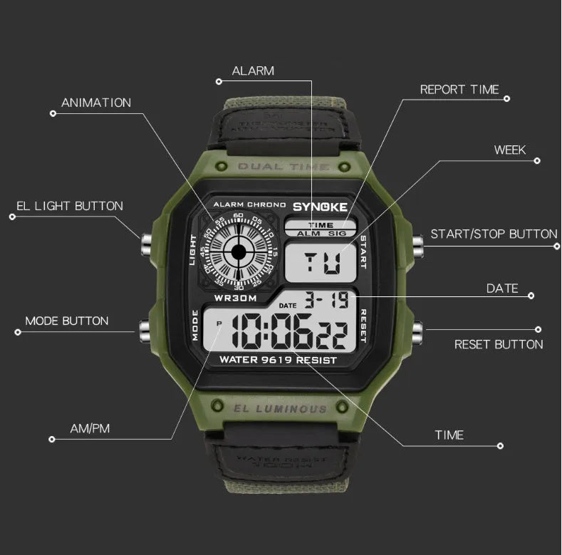 Waterproof Sports Men's Watches Retro Electronic Watch Luminous Waterproof Sports Men's Watches
