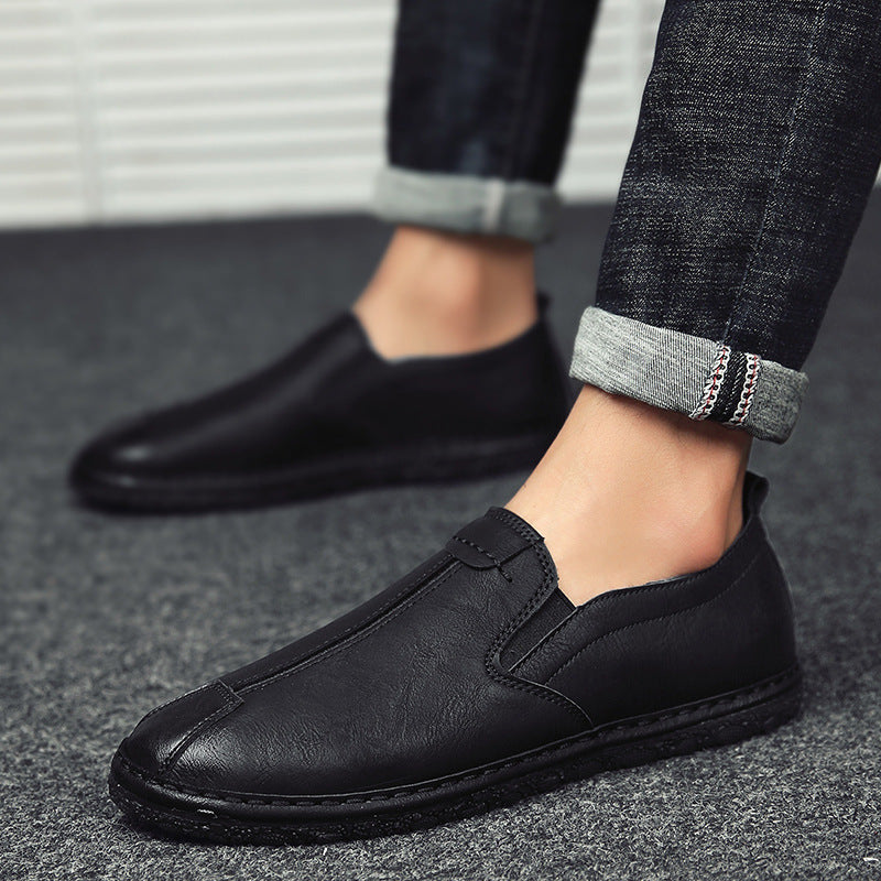 One pedal lazy beanie leather shoes men's casual shoes wild