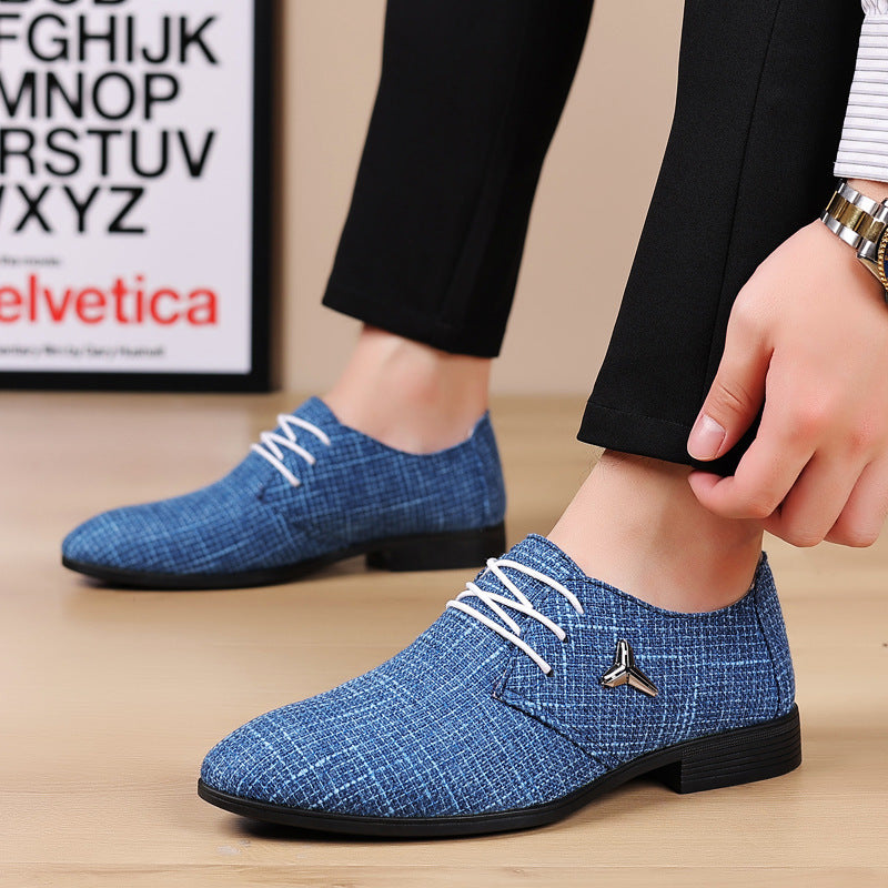 Pointed Canvas Shoes Men's Plus Size Cloth Breathable Pointed Linen Canvas Shoes