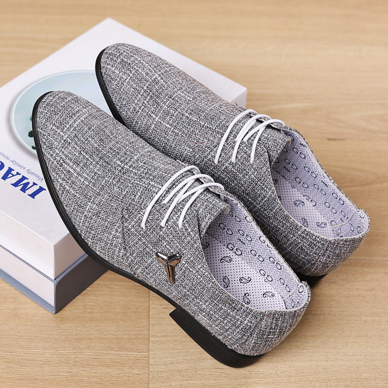 Pointed Canvas Shoes Men's Plus Size Cloth Breathable Pointed Linen Canvas Shoes