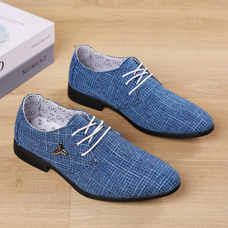 Pointed Canvas Shoes Men's Plus Size Cloth Breathable Pointed Linen Canvas Shoes