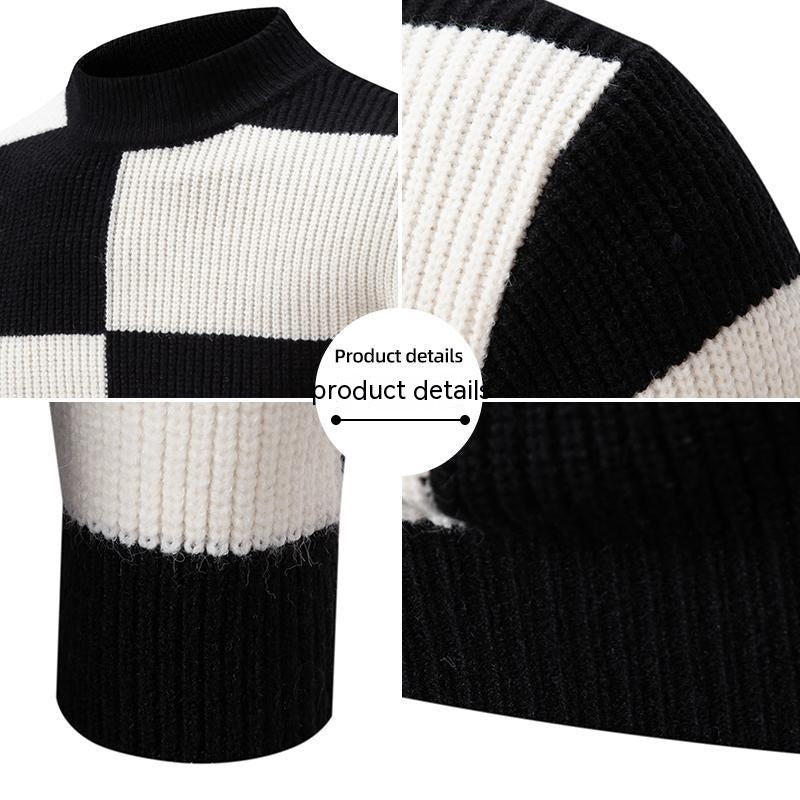 Men's Half-high Collar Slim-fit Jumper Knitwear Korean Youth Fashion Casual Top - sumet.shop
