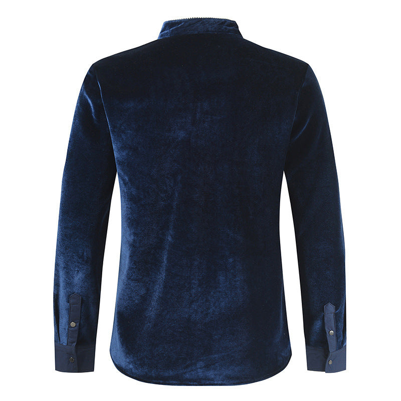 Men's Long Sleeve Pleuche Fashionable Warm Shirt - sumet.shop