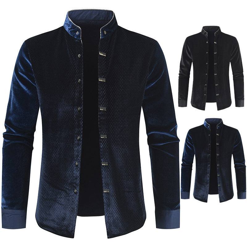 Men's Long Sleeve Pleuche Fashionable Warm Shirt - sumet.shop