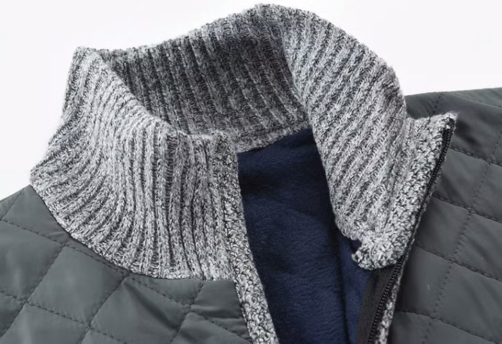 Sweater Men's Fleece-lined Thickened Stitching Casual Cardigan Sweater - sumet.shop