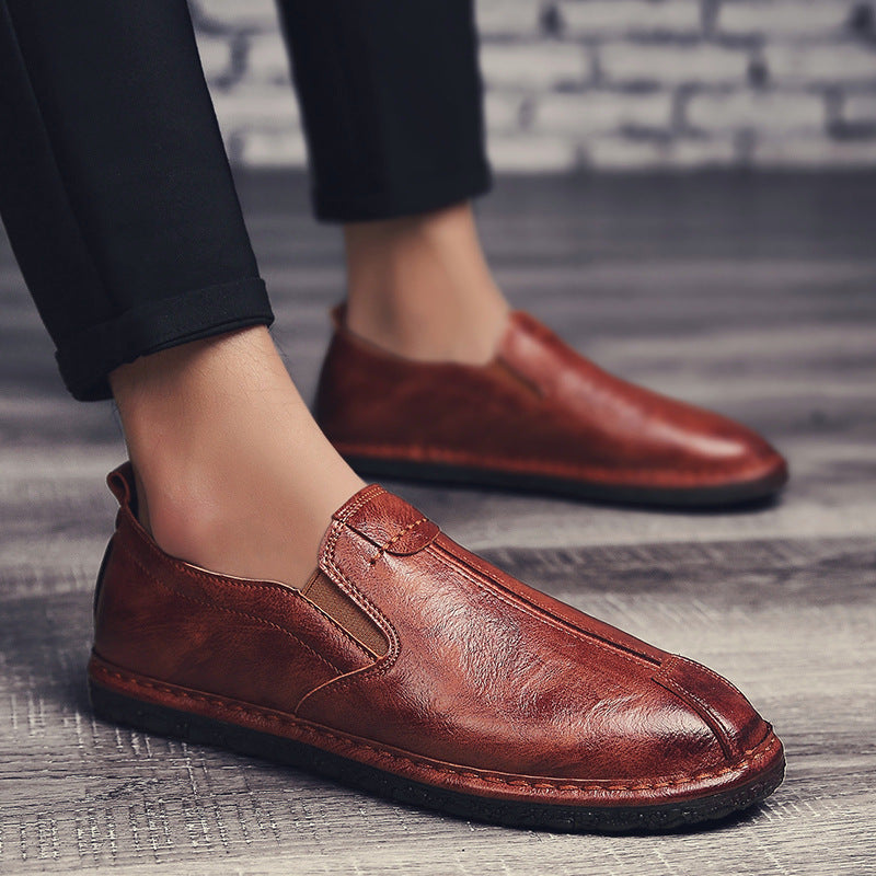 One pedal lazy beanie leather shoes men's casual shoes wild