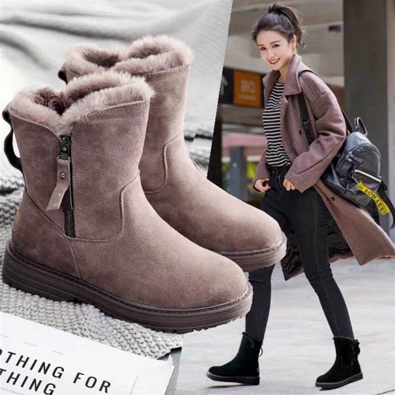 Snow Boots Plus Velvet Padded Short Boots And Large Cotton Shoes