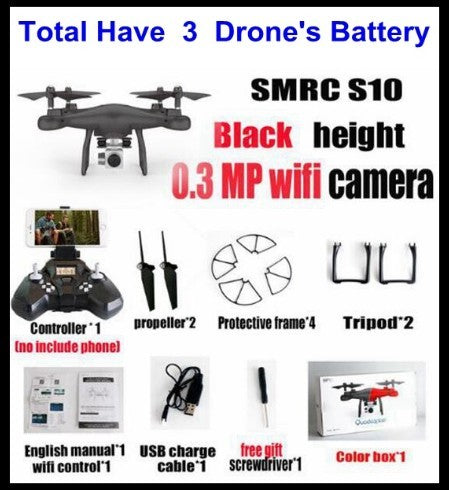 Drone Helicopter UAV Sales Promotion WiFi 2MP Camera With S10 SMRC FPV Quadcopter Drone Helicopter UAV Micro Remote Control Toy RACER KIT Aircraft