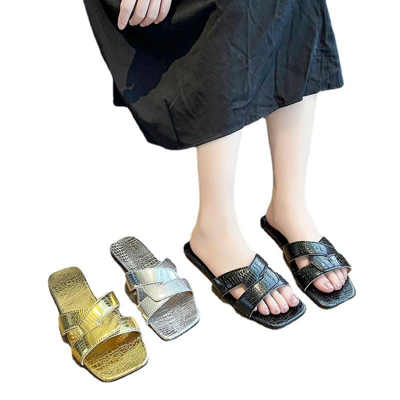 Roman Style Flat Slippers Women's Cross Strap Open Toe