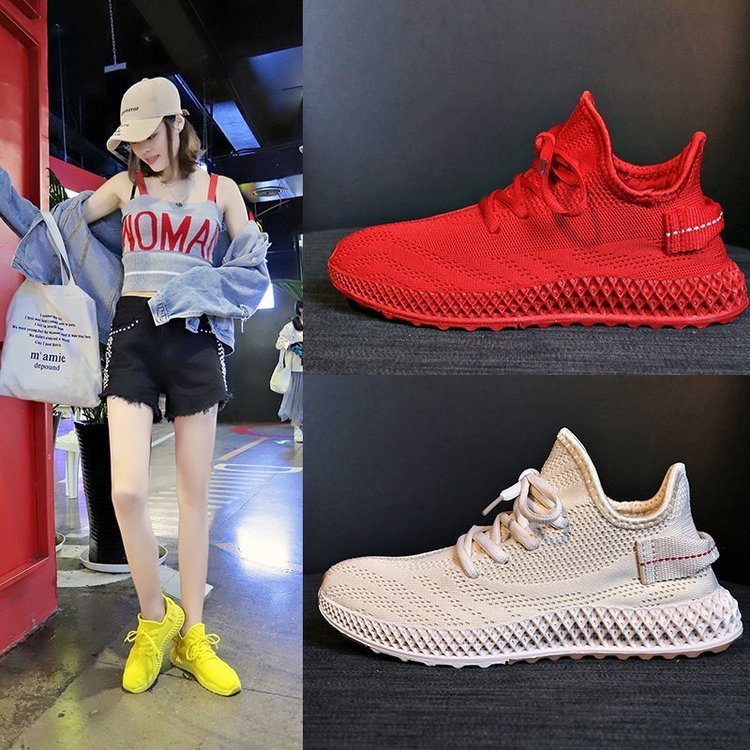 sports running shoes Women's new flying woven casual sports running shoes