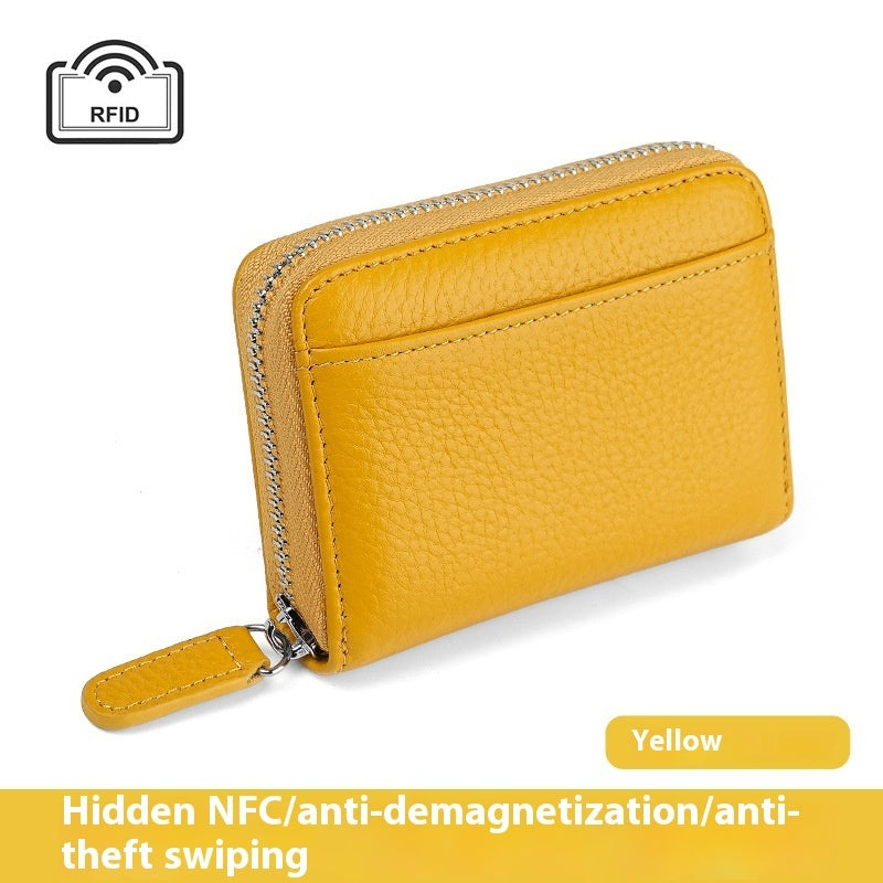 Small Wallets 2024 RFID Genuine Leather Card Wallet Men Women Purse With Coin Pocket Zipper Credit Card Holder Small Wallets Bags