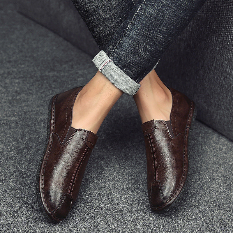 One pedal lazy beanie leather shoes men's casual shoes wild
