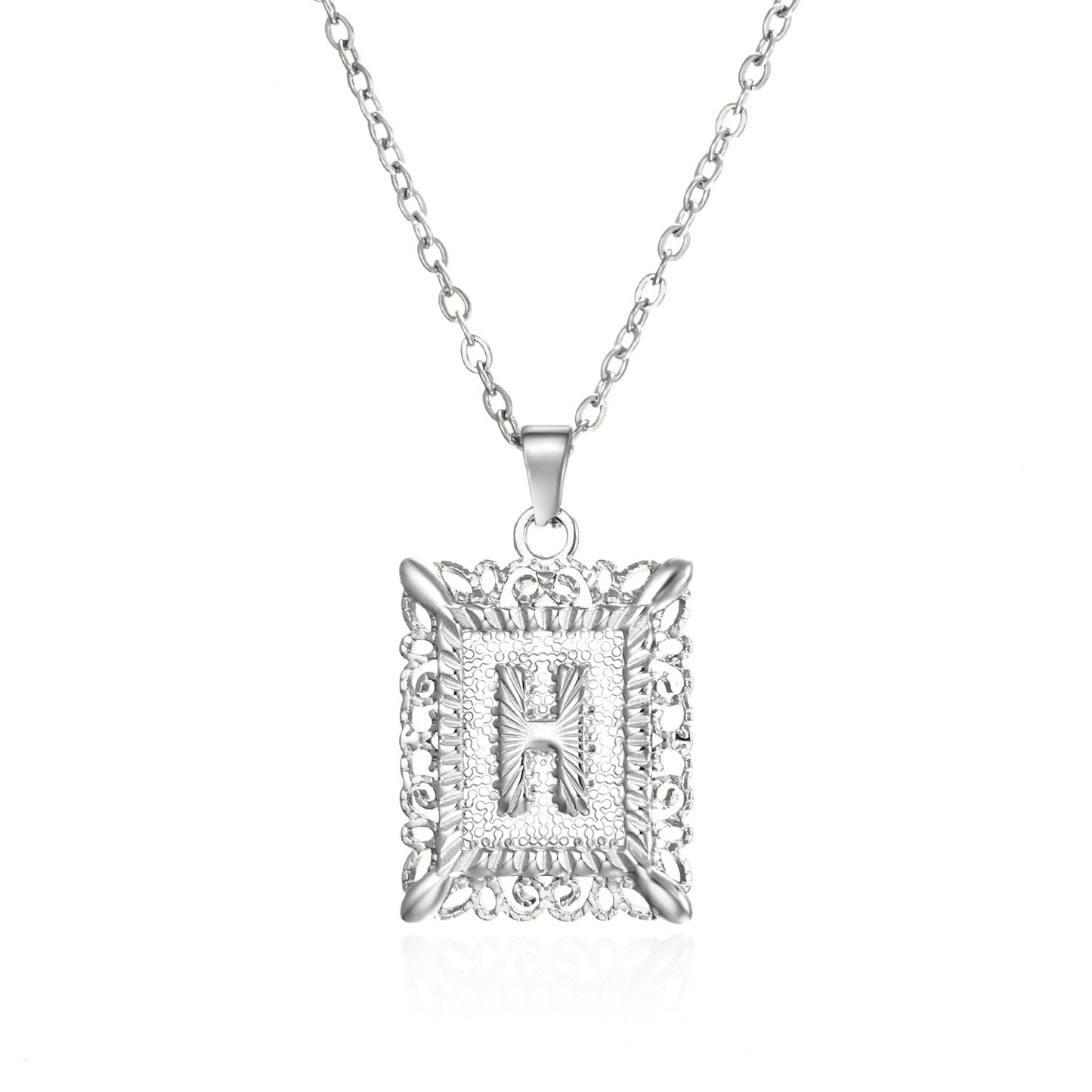 Stainless Steel 26 Letters Titanium Steel Square Pendant - sumet.shop