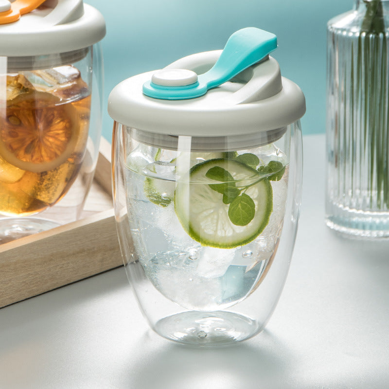 Double-layer Glass Water Cup With Lid