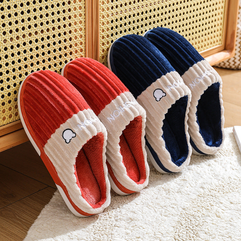 Winter Slippers Bear Embroidery Slippers Home Couple Winter Shoes