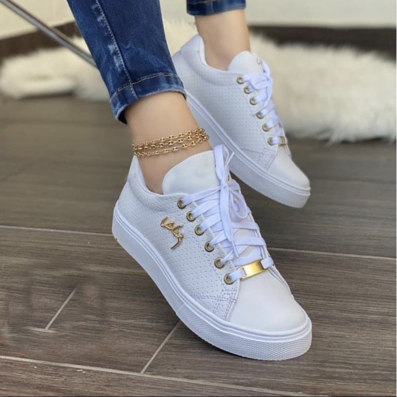 Shoes For Girls Women Flat Sneakers Breathable Lace-up Shoes For Girls
