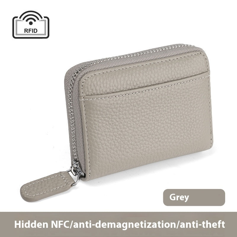 Small Wallets 2024 RFID Genuine Leather Card Wallet Men Women Purse With Coin Pocket Zipper Credit Card Holder Small Wallets Bags