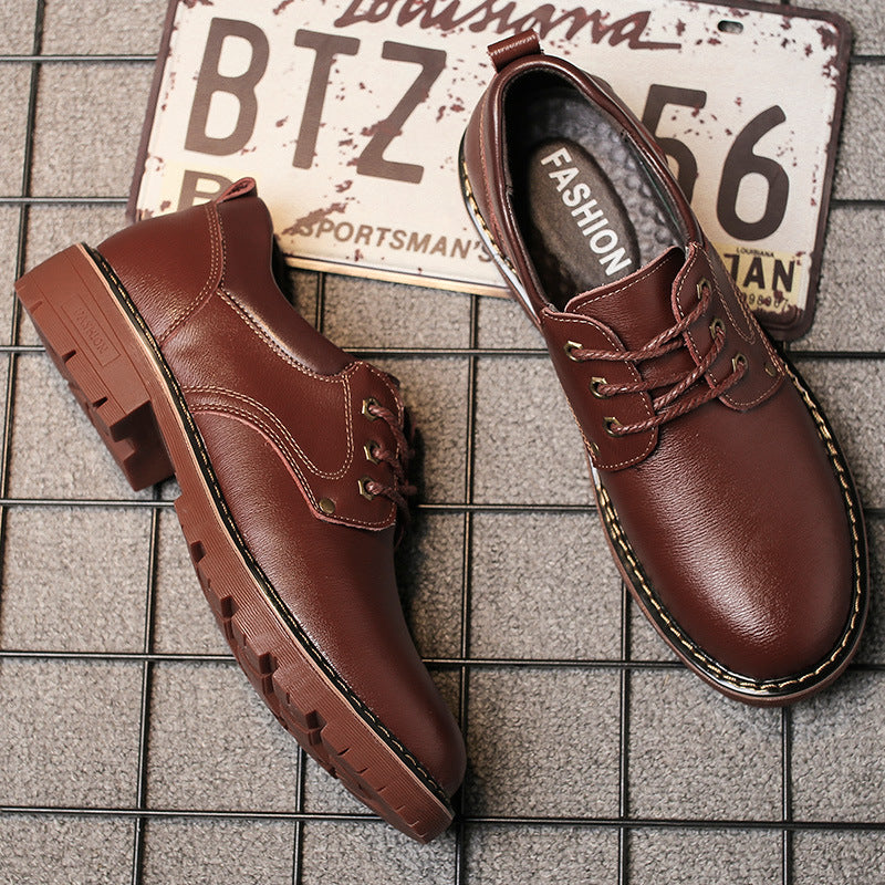 Big-toed Leather Shoes Men's Big-toed Leather Shoes With Tendon Sole