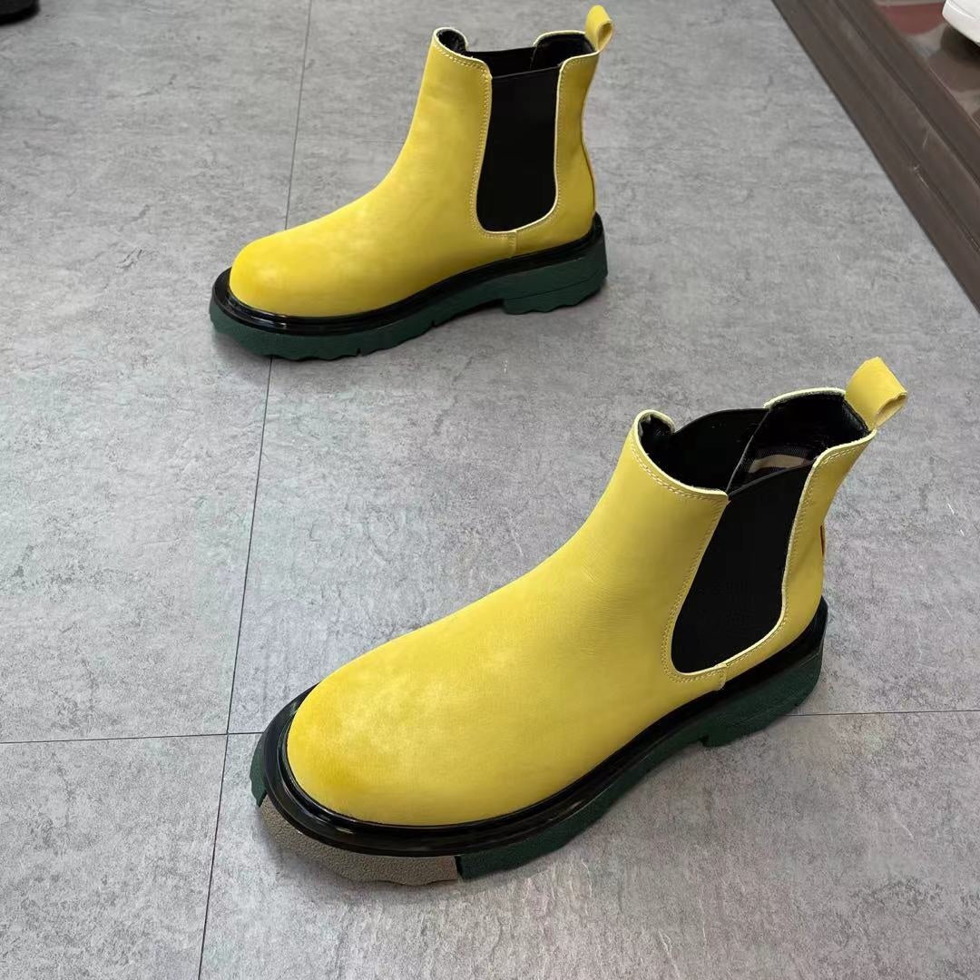 Men's Thick-soled Boots Thick-heeled Round Scalp Martin Boots