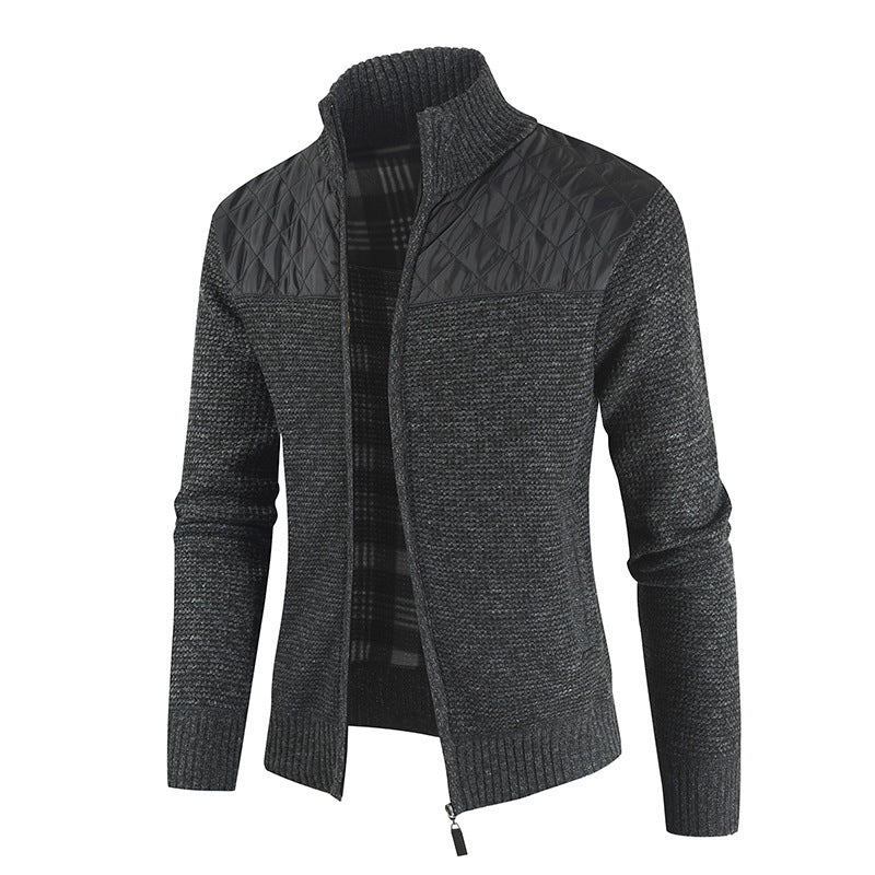 Sweater Men's Fleece-lined Thickened Stitching Casual Cardigan Sweater - sumet.shop