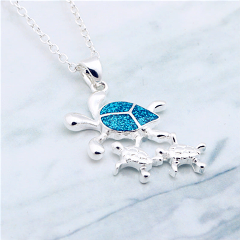 Necklace Three turtles female necklace silver pendant