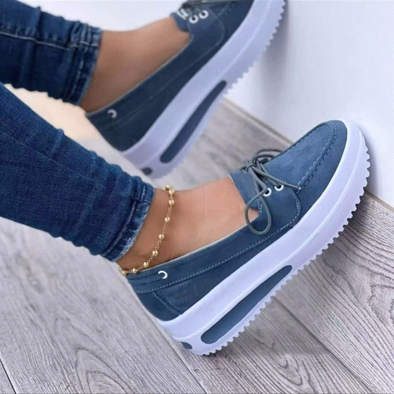 Heel Casual Shoes Women's Lace-up Flats Shoes Wedges Heel Casual Shoes