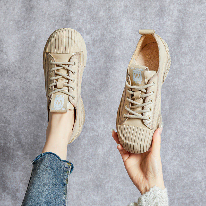 Women's Soft Bottom Shoes Skateboard Shoes All-Match Platform Lace-up