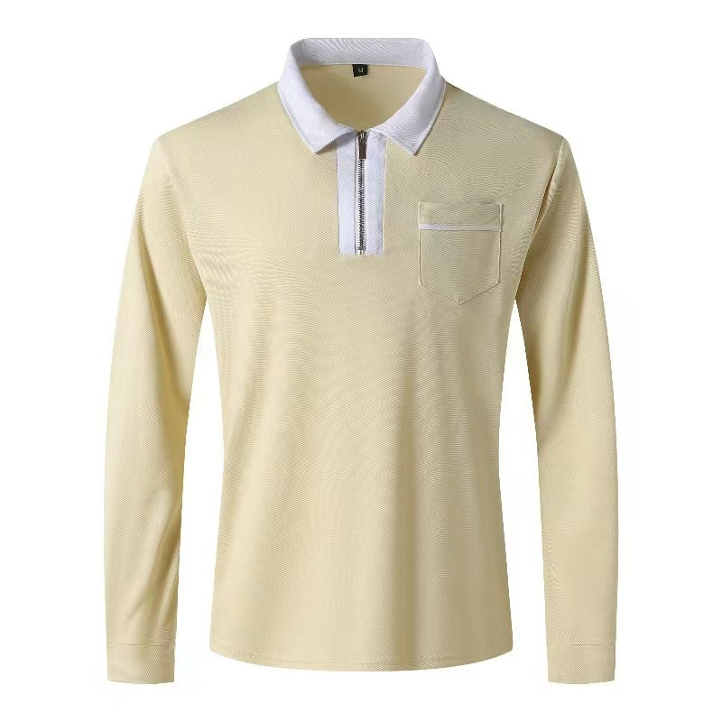 Long Sleeve Lapel Fashion Slim Pocket Long Sleeve T-shirt - sumet.shop