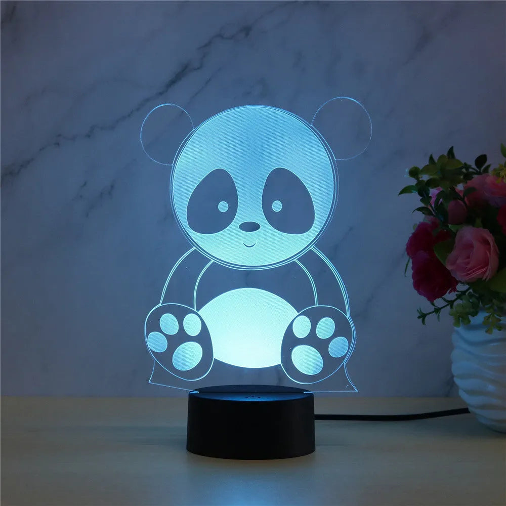 Panda night light 3 touch remote control seven-color night light