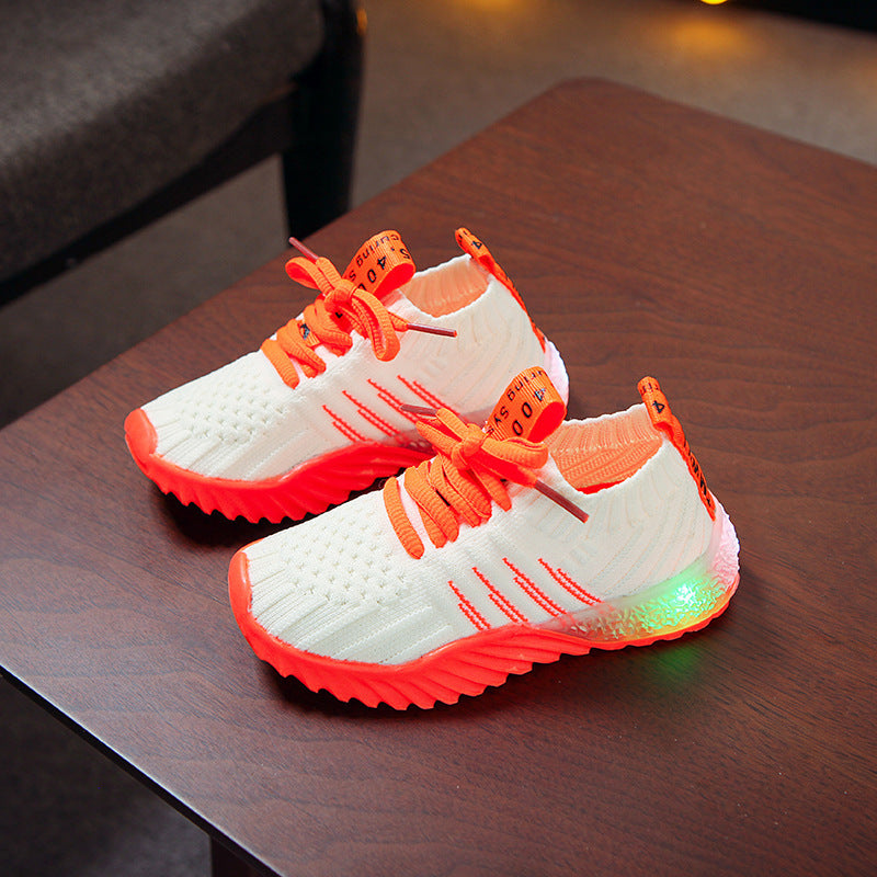 shoes Boys and girls knitted surface candy glitter shoes