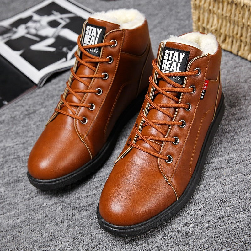 Men's cotton boots plus velvet warm mid-cut shoes men's Martin boots
