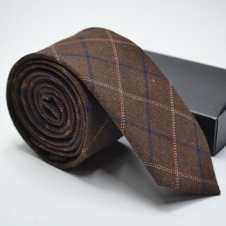 Man tie Wedding dress tie imitation wool plaid striped tie