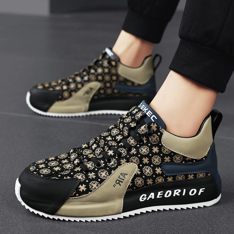Men Casual Shoes Bag Raise The Bottom Flower Cloth Casual Shoes Men