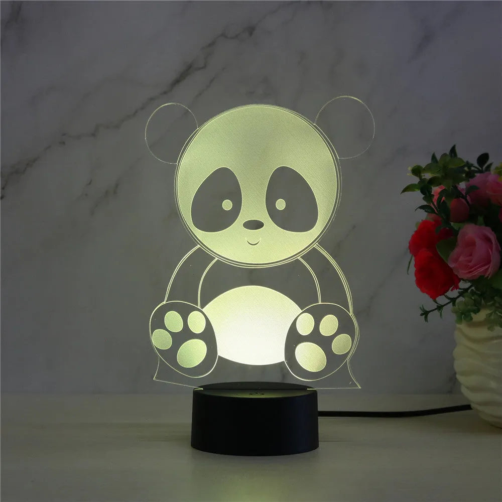 Panda night light 3 touch remote control seven-color night light