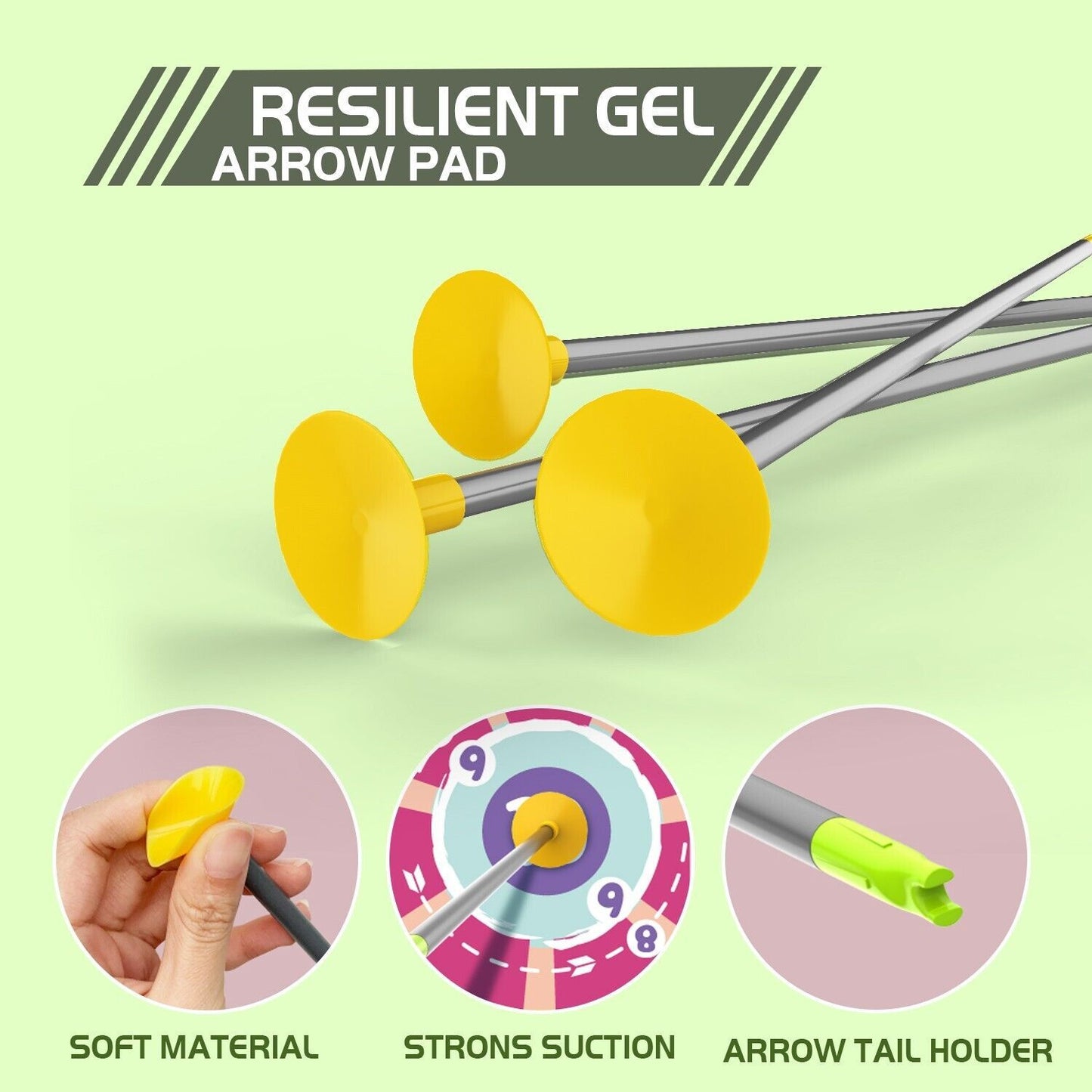 DE Bow & Arrow Toy Set, LED-lit Archery Toy,10 Suction Cup Arrows, Targets, Arrows Holders