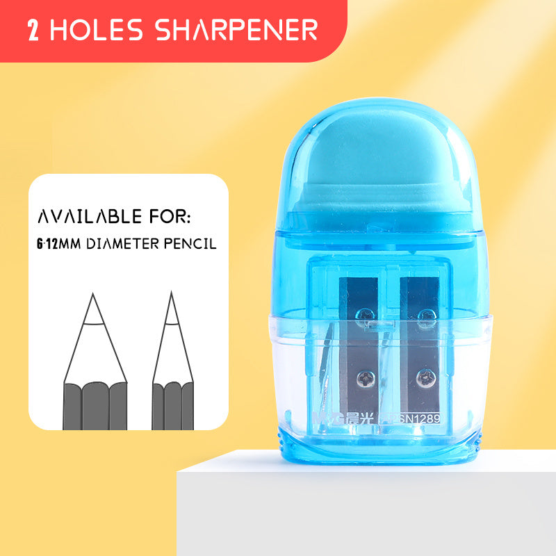 Two-hole Pencil Sharpener Two-in-one Student Wipe Clean