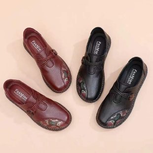 Shoes Middle-aged And Elderly PU Leather Flat Mom Shoes Middle-aged And Elderly
